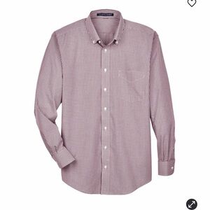 Devon and Jones Men's Crown Collection Gingham Check Woven Dress Shirt Small Red